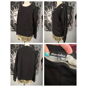 Alison Andrews Distressed Black Camo Sweatshirt Large Org. $158